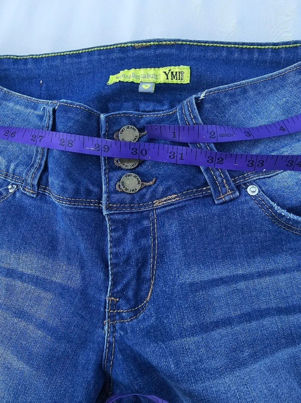 YMI Wanna Betta Butt? High Rise Distressed Denim Bermuda Shorts - Size 5